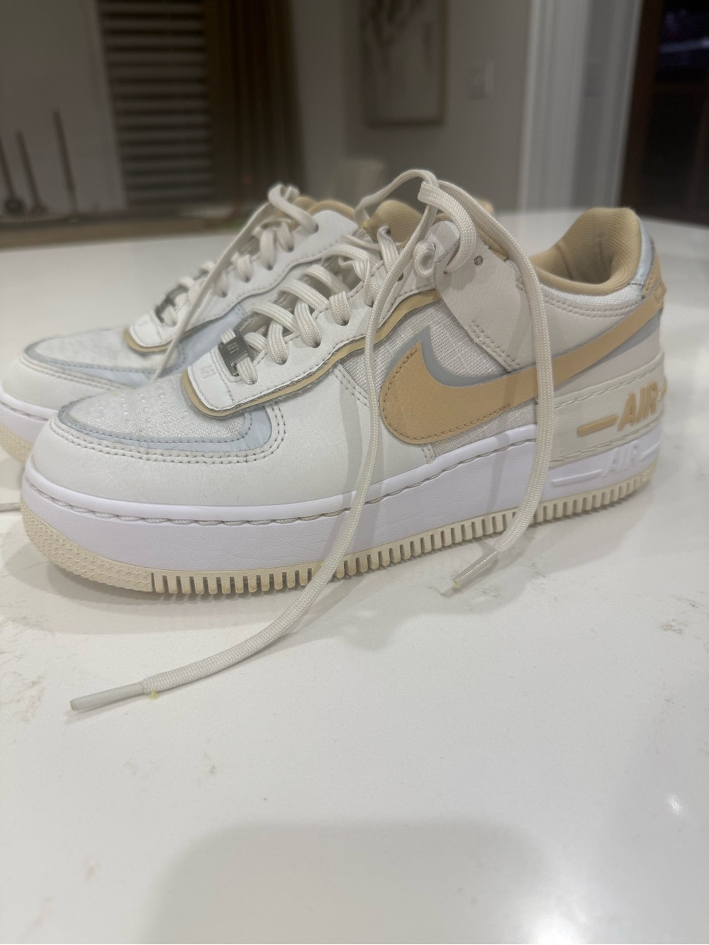 Nike Air Force 1 Shadow Sneakers | White/Cream/Tan